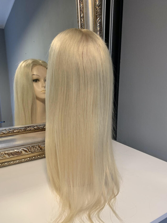 Niezwykle lekka Peruka biały blond Włosy Naturalne Marella Lux 58 cm