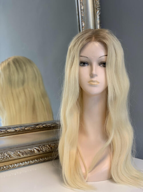 Peruka Blond Włosy Naturalne z delikatnym odrostem Yasmine 60 cm