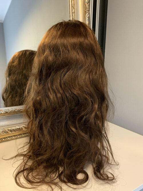 Peruka naturalna brąz – Marella – długie falowane włosy – 72 cm