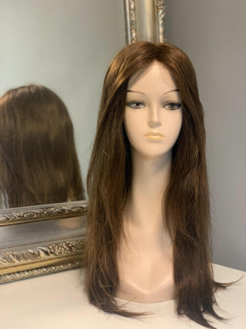 Luksusowa peruka z naturalnych włosów w kolorze brąz Melike 70 cm