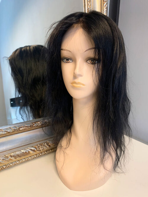 Peruka naturalna czarna - Marella - długie proste włosy - 45 cm