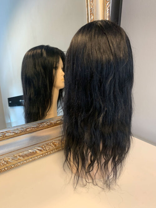 Peruka naturalna czarna - Marella - długie proste włosy - 45 cm