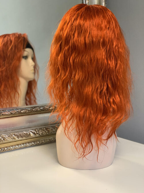 Ginger - peruka z naturalnych włosów w kolorze rudym marchewkowym z opaską