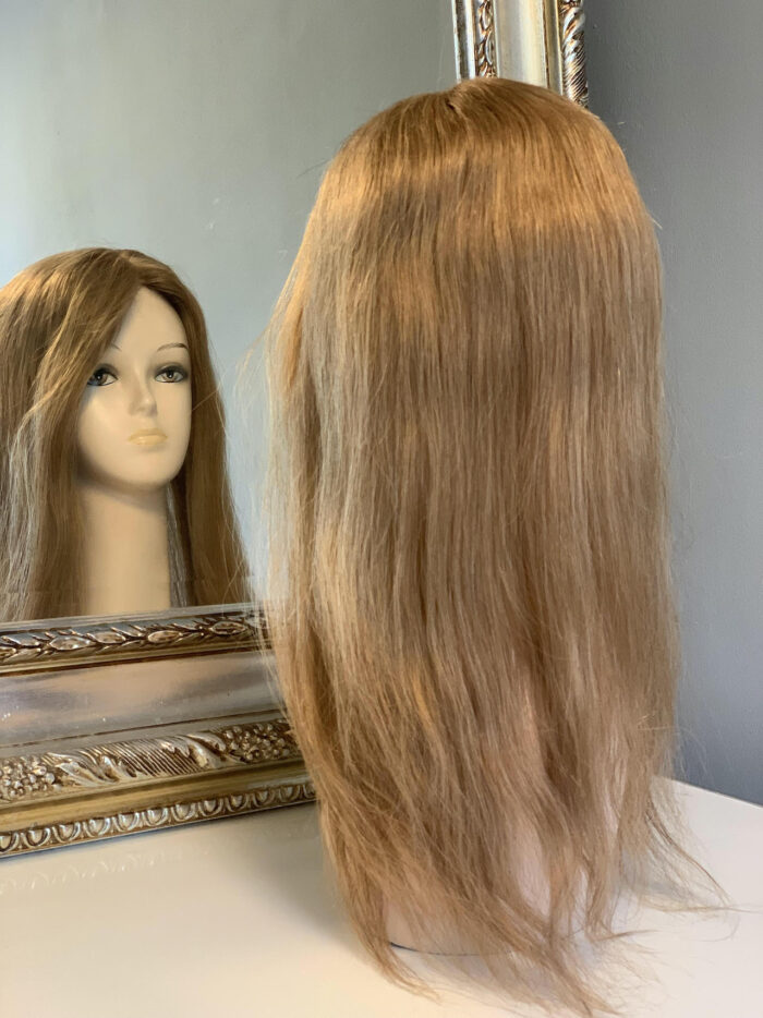 Topper Maggie długi - tupet damski z naturalnych włosów szatyn 60 cm 16 x 16 cm