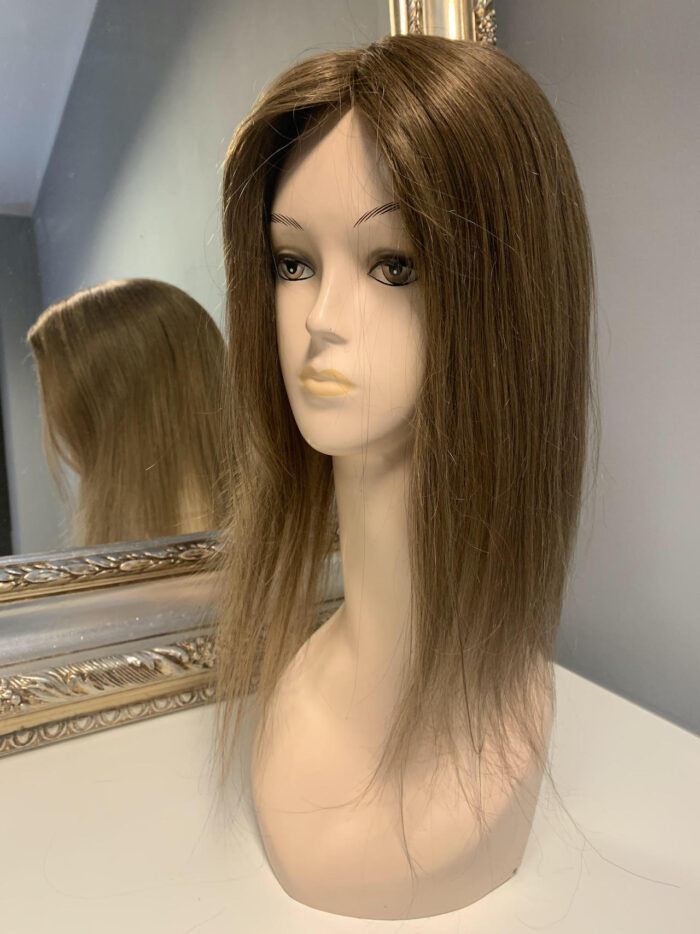 Luksusowy topper - tupet damski Karo z naturalnych włosów szatyn 50 cm