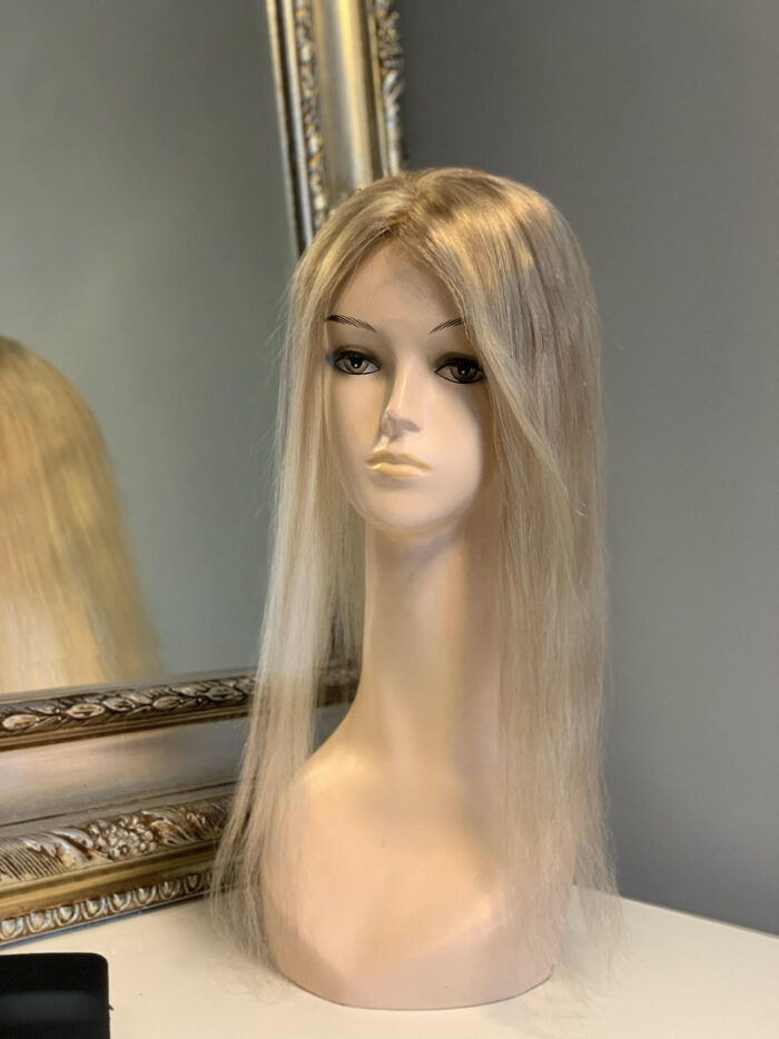 Tupet Topper 40 cm Anabella – tupet damski z naturalnych włosów ombre blond refleksy