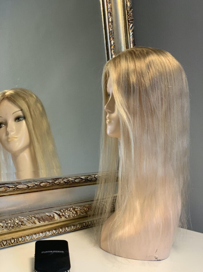 Tupet Topper 40 cm Anabella – tupet damski z naturalnych włosów ombre blond refleksy