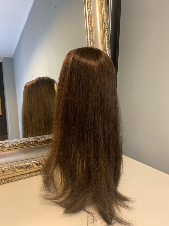 Luksusowa peruka z naturalnych włosów w kolorze brąz Melike 70 cm